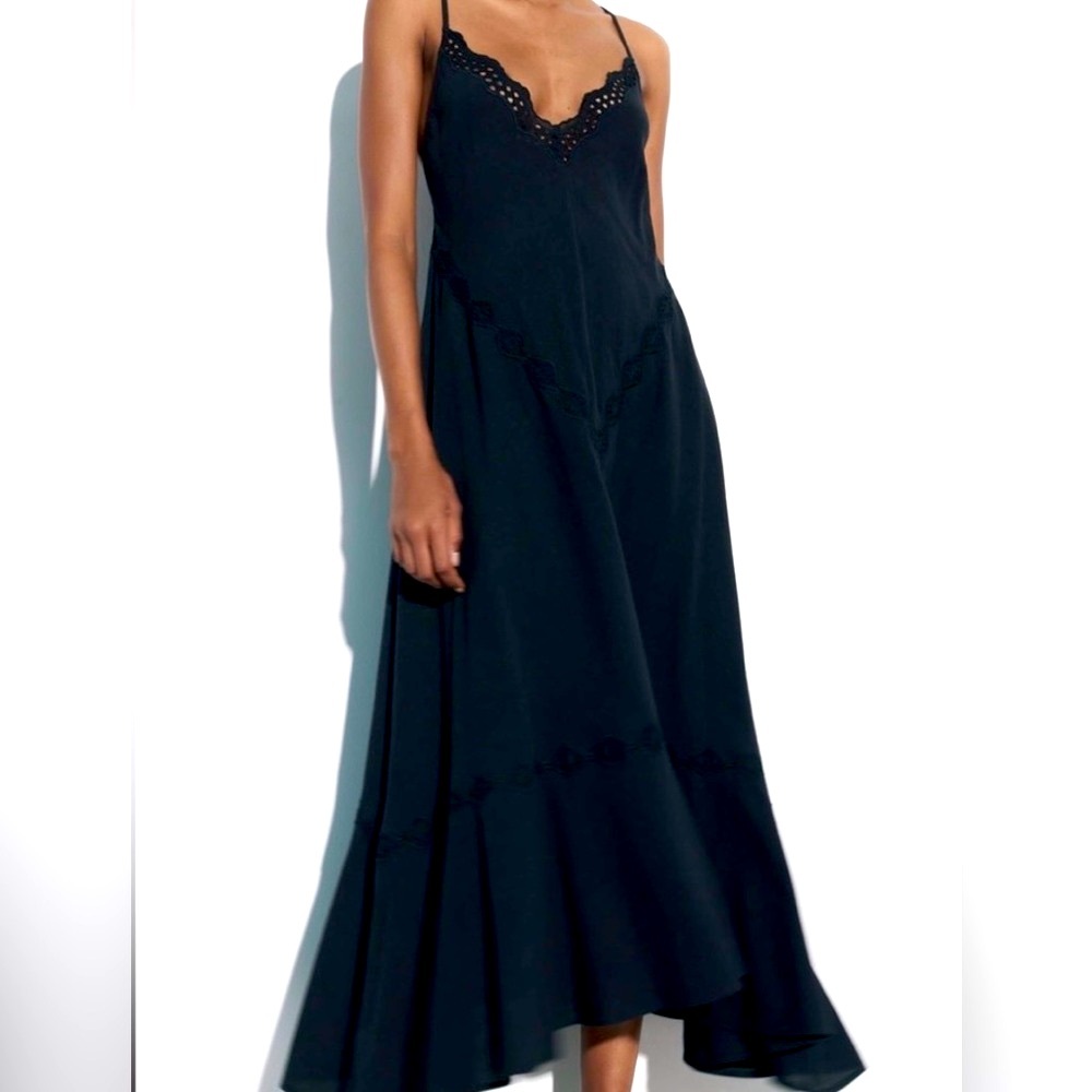 Zara Voluminous Lace Trim Cotton Dress